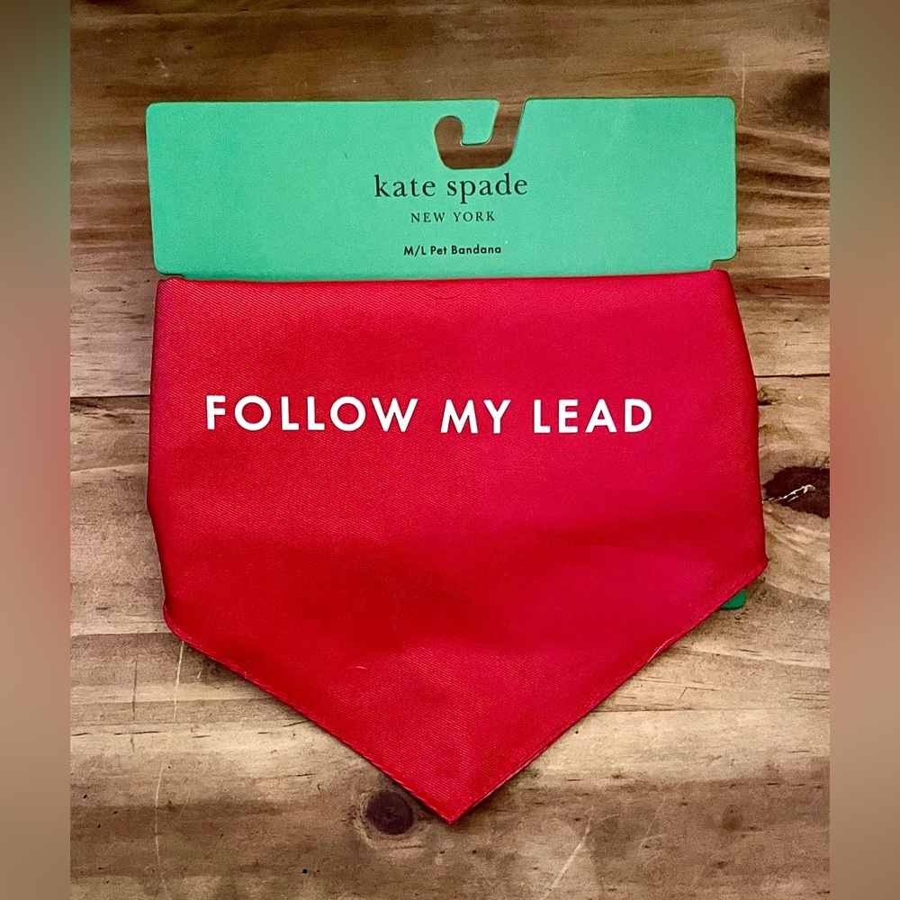 NWT • Kate Spade New York • Follow My Lead • Red+Pink • Colorblock • Dog Bandana